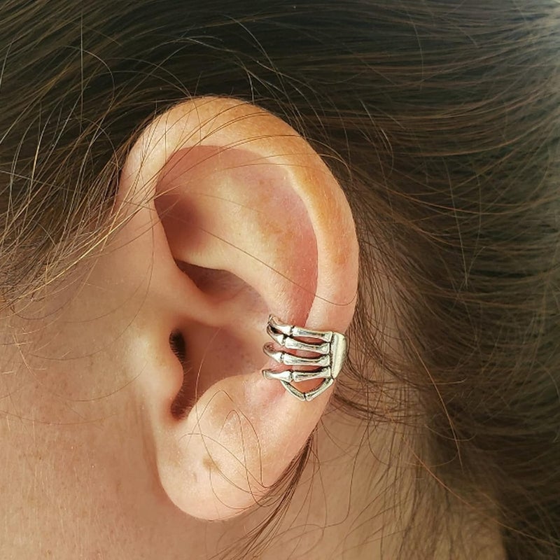 Taichell Store Skeleton Hand Ear Cuffs & Earrings - Halloween Clip Ons & Gifts - Image 3